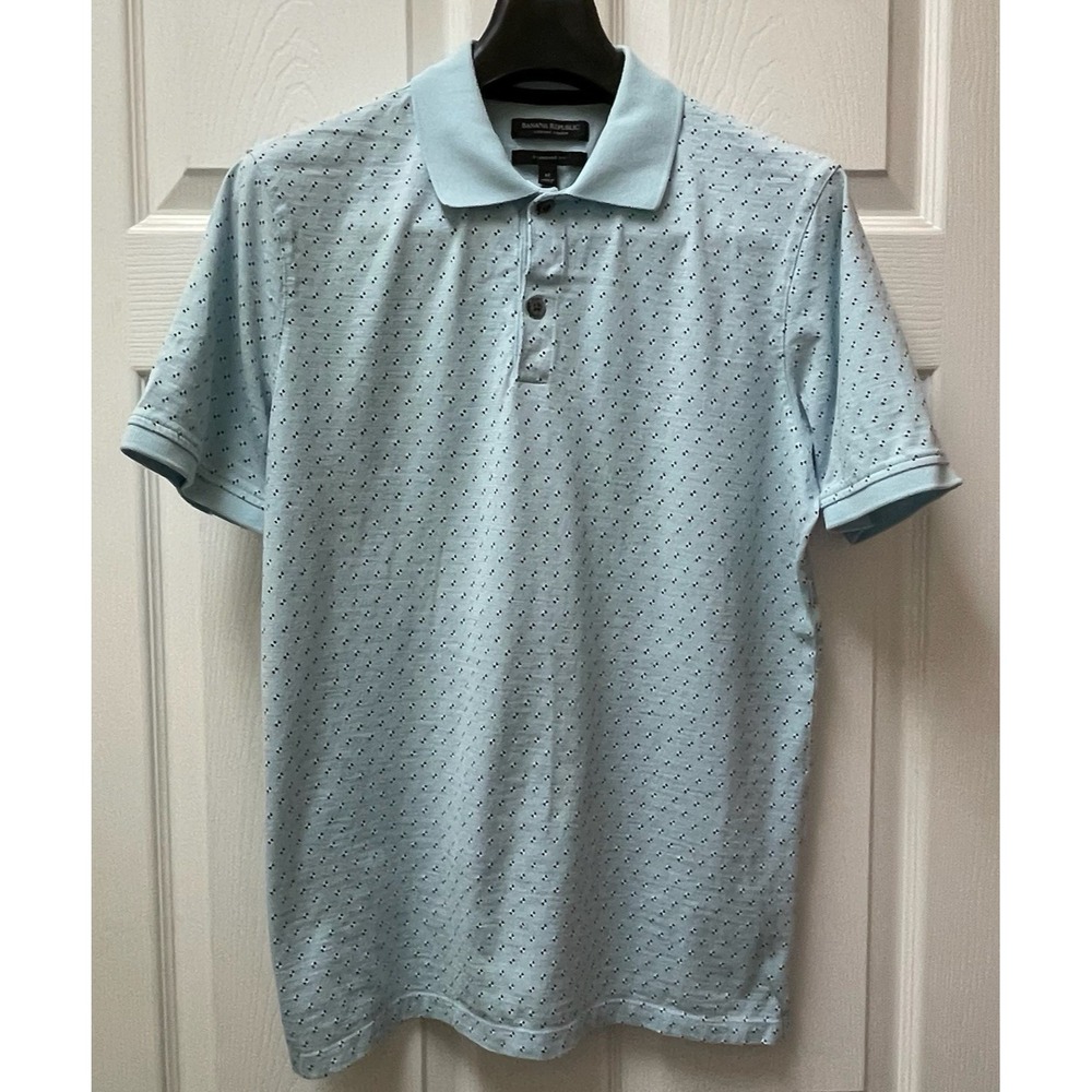 Banana Republic Men's Medium Light Blue Luxury Touch Cotton Polo‎